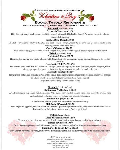 bella e buona italian restaurant menu|buona tavola paso robles ca.